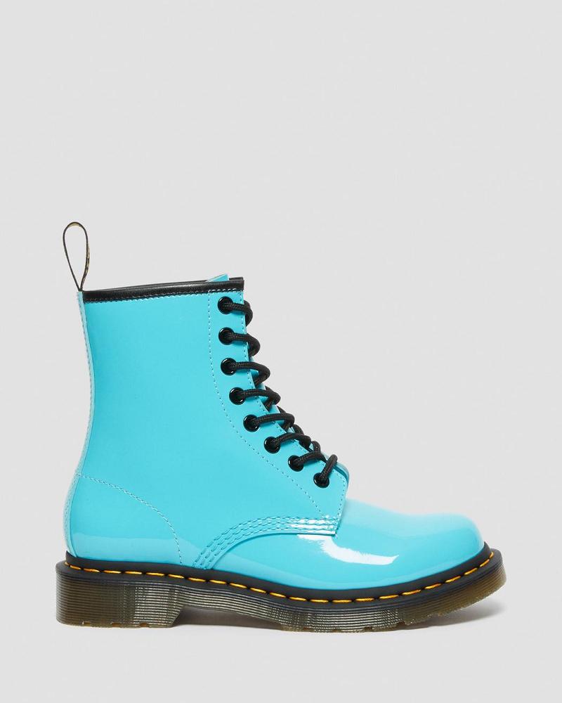 Dr Martens 1460 Lak Leren Veterlaarzen Dames Turquoise | NL 583WNB